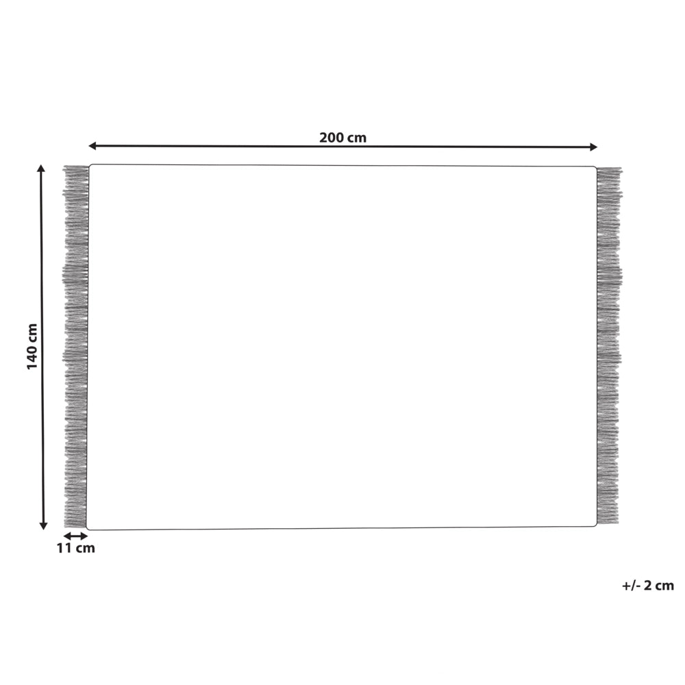 Tappeto beige e nero lana cotone 140 x 200 cm intrecciato a mano rettangolare con frange
