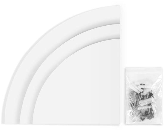 Corona d'oro - Scaffale angolare - Pannelli di parete - Spaziale risparmio - Bianco - Pannelli decorativi - Perfetto per ogni stanza - Set da 3