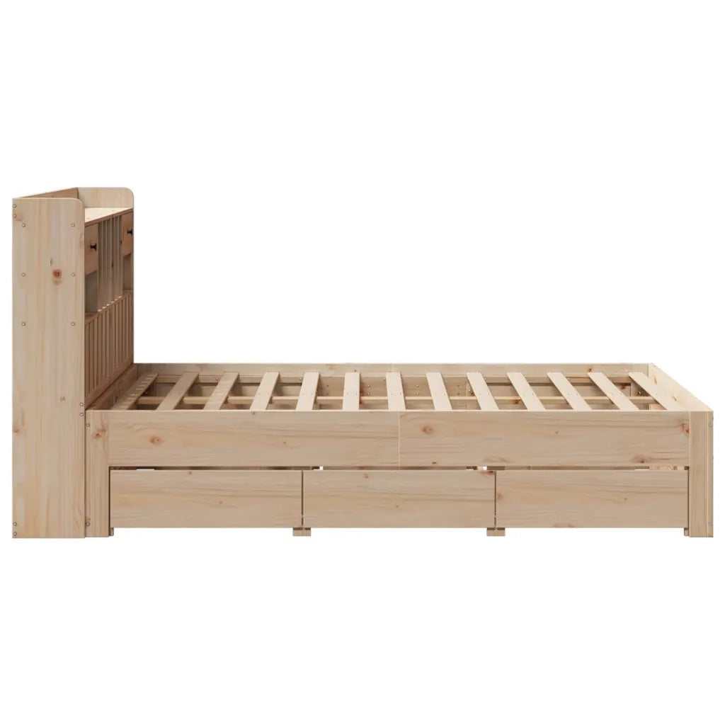 Letto Libreria senza Materasso 135x190 cm in Legno di Pino
