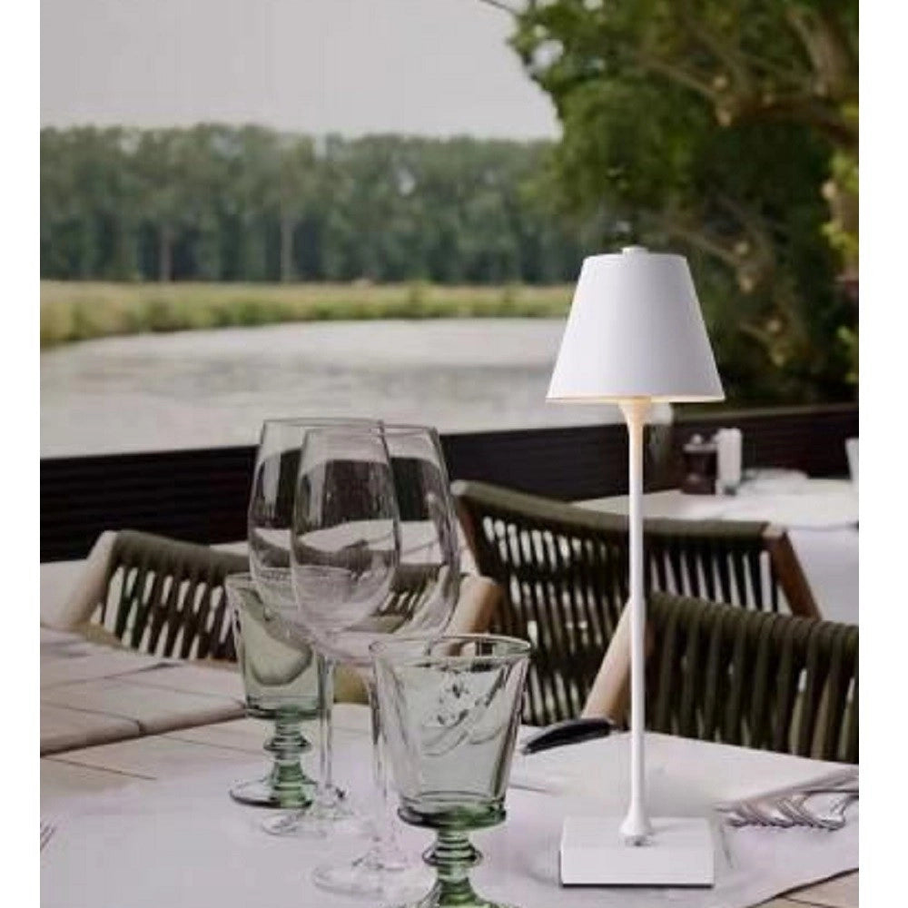 Trade Shop - Lampada Tavolo Ricaricabile Usb 10 Watt 3 Colorazione Di Luce Vari Colori D27-3c - Bianco