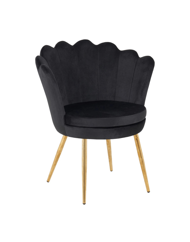 Poltrona Conchiglia Camera da Letto in Velluto Design Moderno Maddina Nero