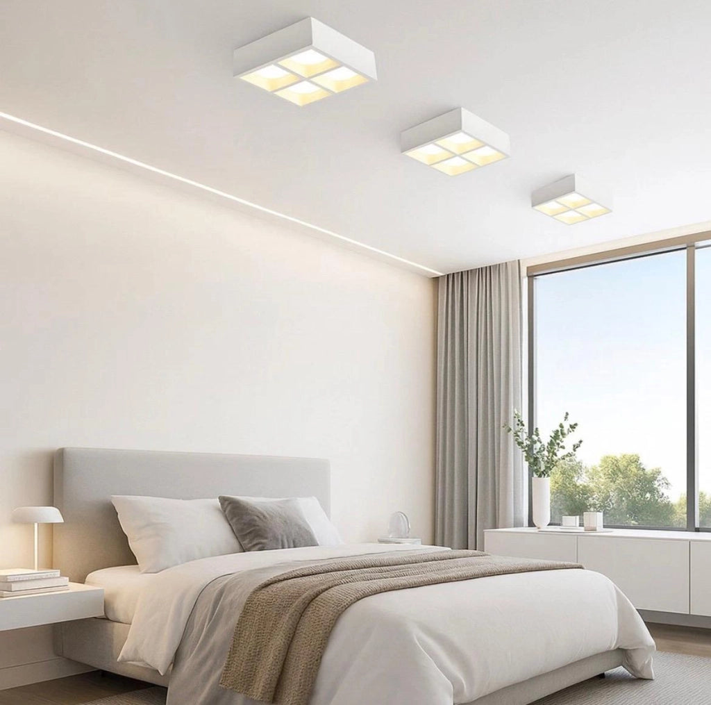 Applique in Gesso Quadrata Verniciabile GX53 4 Luci – Plafoniera Soffitto 210x210 mm con Lampadine Incluse CCT