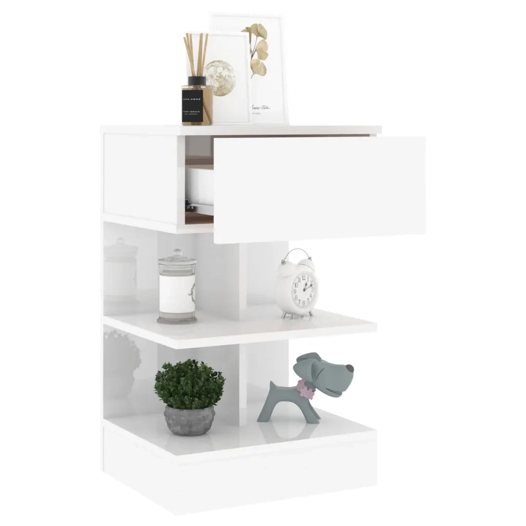 Comodini 2 pz Bianco Lucido 40x35x65 cm 808661