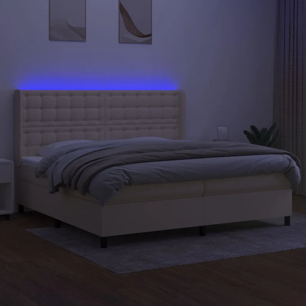 Letto a Molle Materasso e LED bianco 200x200cm in Tessuto 3138666