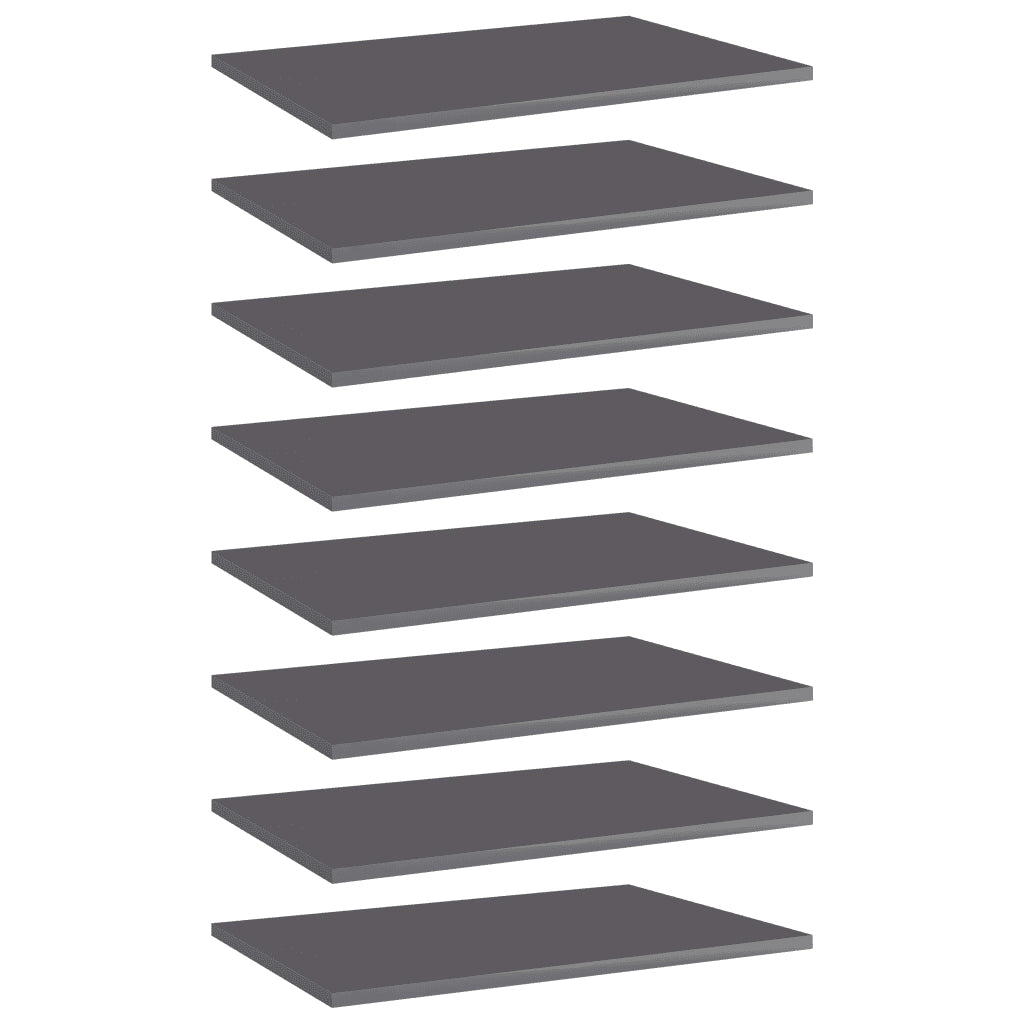 Ripiani per Libreria 8pz Grigio Lucido 60x40x1,5cm Multistrato 805265