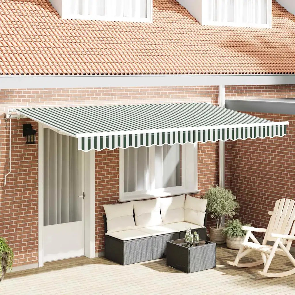 Tenda Retrattile Verde e Bianco 400 x 200 cm 3329905