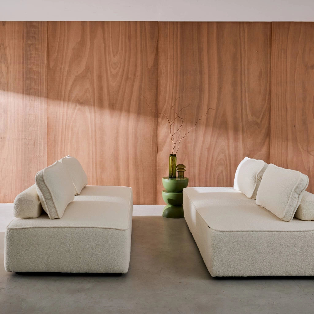 Divano modulare in bouclé, 4 posti, crema