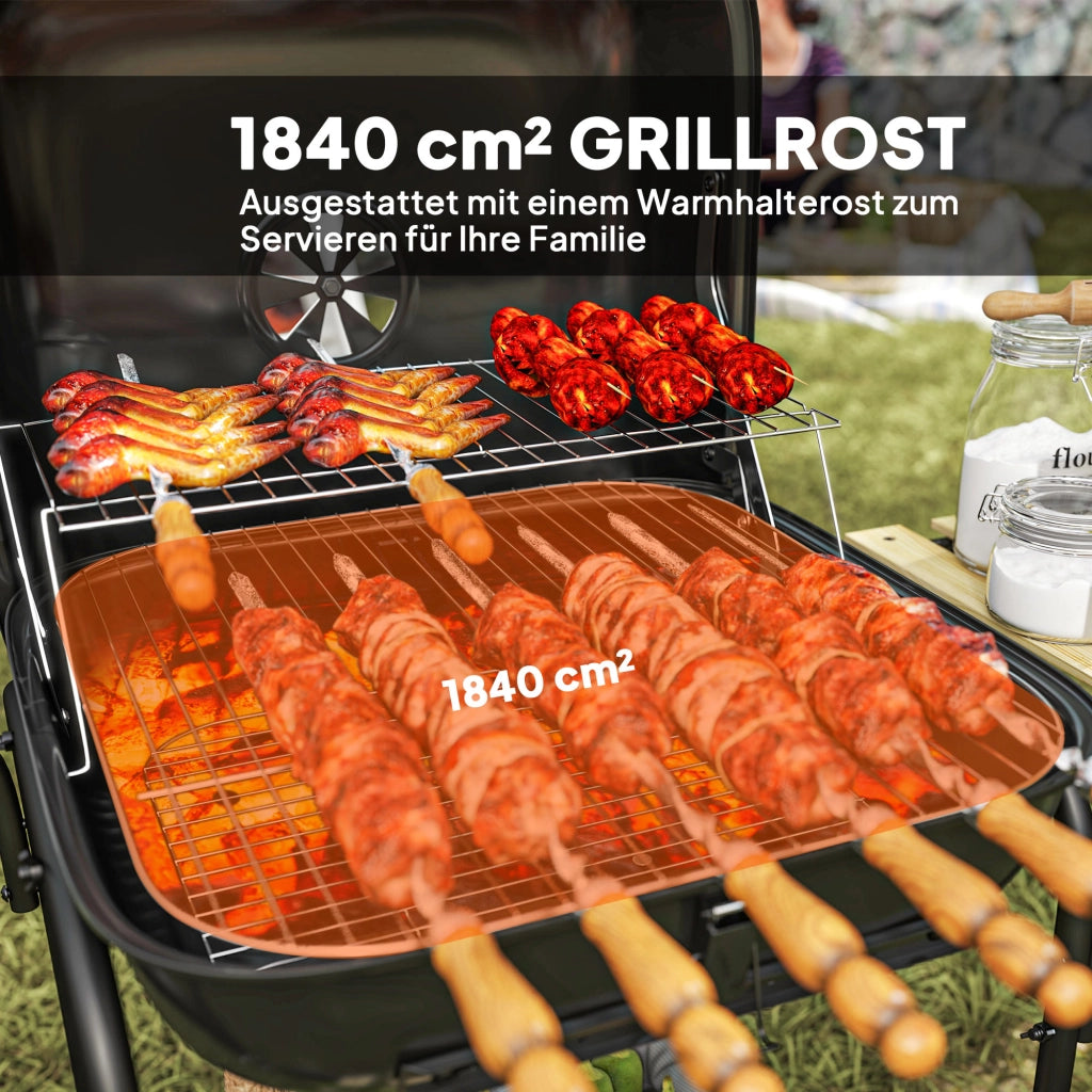 Grill Wagon Barbecue Carbone ¨C zephmum ¨C 98x54x91 cm Nero Acciaio