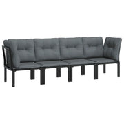Set Salotto da Giardino 4 pz | Set di Mobili da Esterno Nero e Grigio in Polyrattan