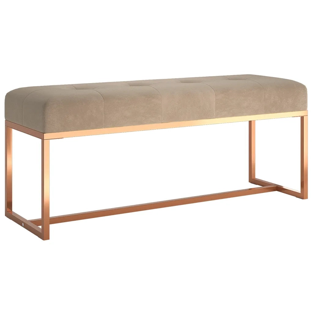 Panca Beige 110x36x45 cm in Velluto 350604
