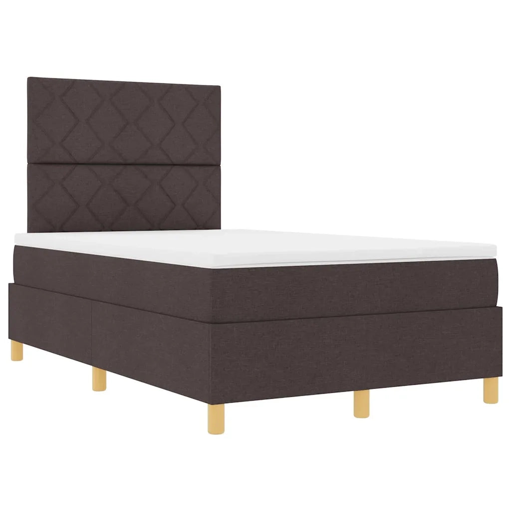 Letto a Sorgente LED Marrone Scuro 120 x 190 cm Tessuto