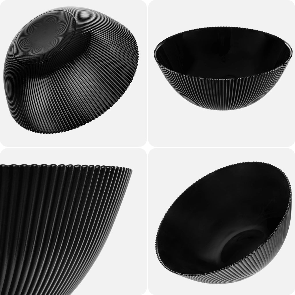 Ciotola da insalata KADAX 20 cm in vetro per zuppe, snack, antipasti, nera, scanalata