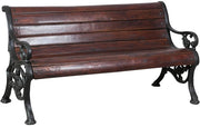 Biscottini Panchina in legno massiccio e ghisa L145xPR65xH77 cm Robusta stabile panca