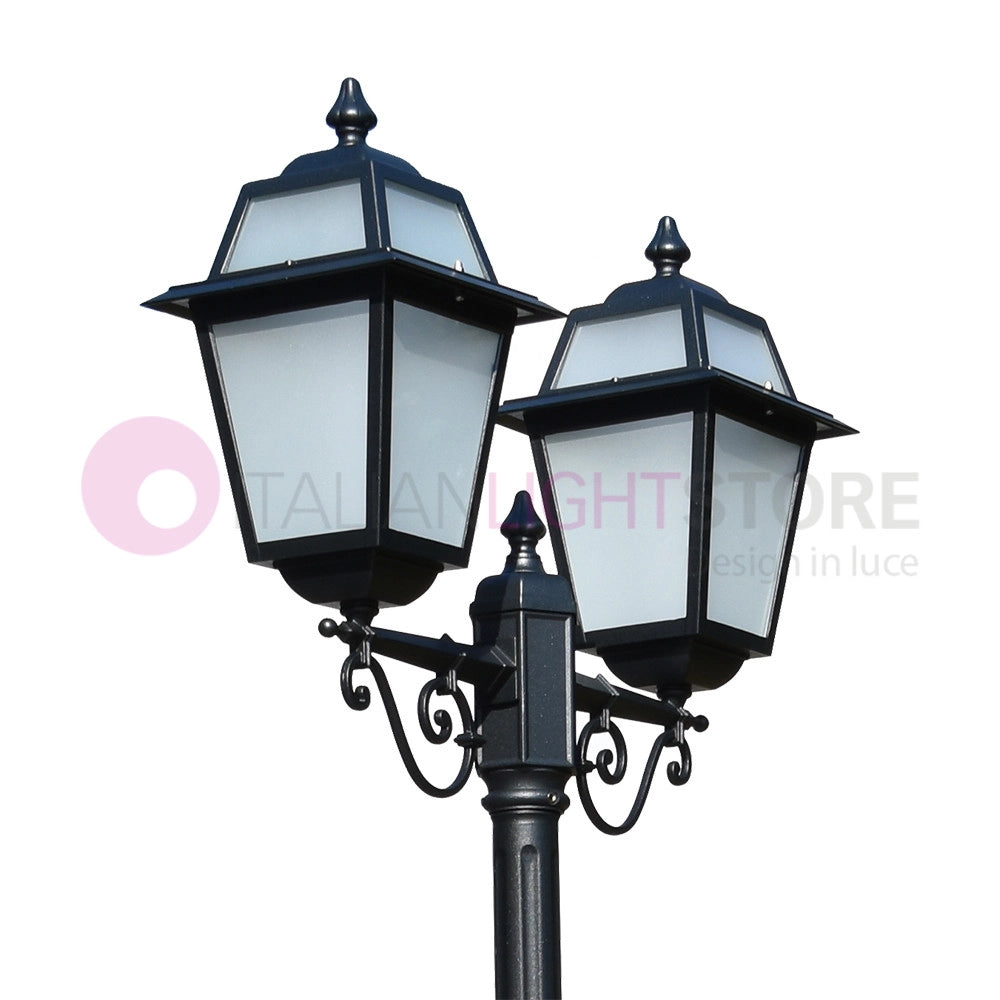 ARTEMIDE ANTRACITE Lampione h. 219 a 2 luci per Esterno Classico Lanterne Quadrate