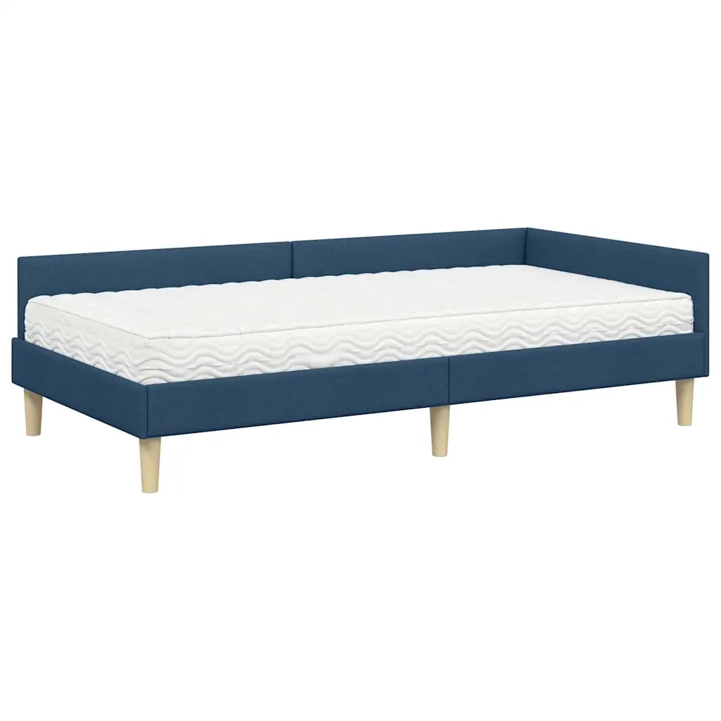 Struttura Letto Angolare con Materasso 2 pcs Blu Tessuto 3393676