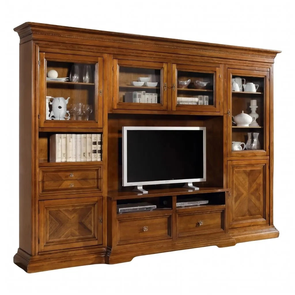 Parete attrezzata in legno noce bassano l.305 p.57 h. 235 - Mobili 2G