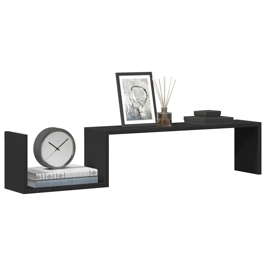 Mensole a Muro 2 pz Nere 100x15x20 cm in Legno Multistrato 807269