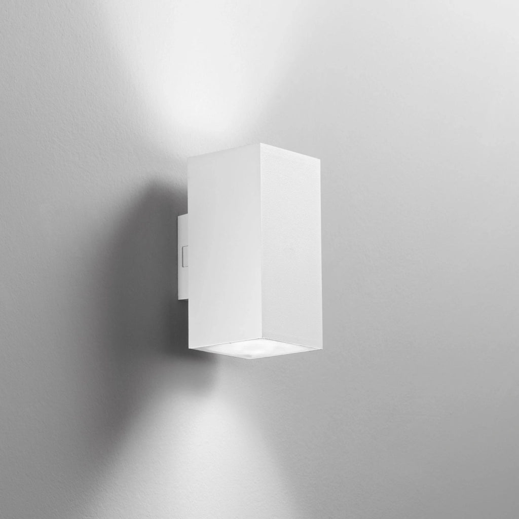 APPLIQUE BIEMISSIONE LED POLO BIANCA QUADRATA 16W 1960LM CCT 3000K / 4000K IP65 7,8X9,9X16CM