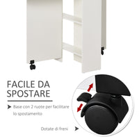 Tavolo Pieghevole Salvaspazio in Legno Bianco con Ruote