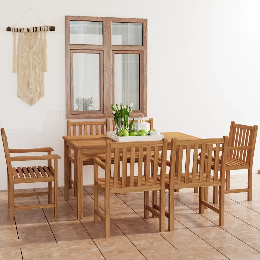 Set da pranzo da giardino 7 pz 150x90 cm in legno massello di teak