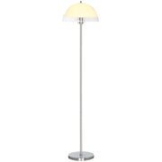Piantana da Interno Lampada da Terra Paralume Doppio E27 Metallo e Acrilico 35x150 cm Bianco