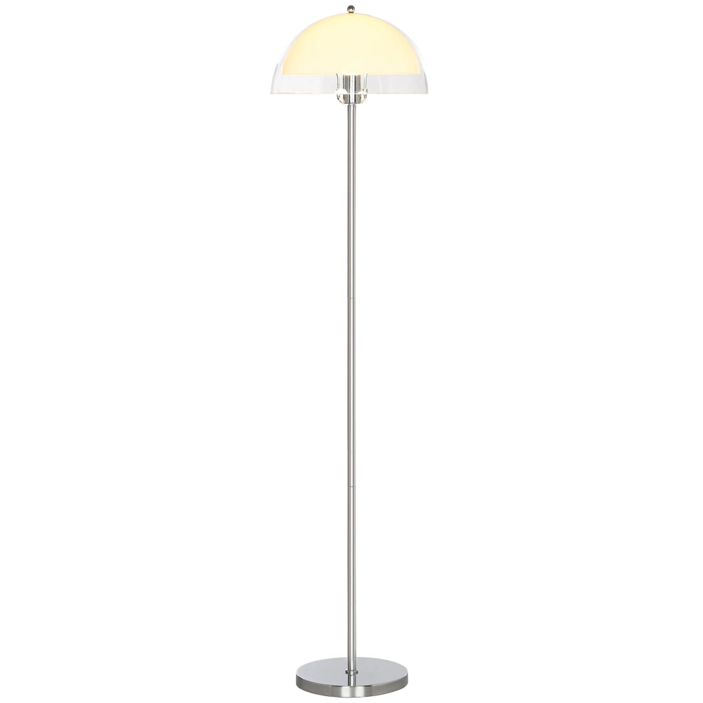 Piantana da Interno Lampada da Terra Paralume Doppio E27 Metallo e Acrilico 35x150 cm Bianco