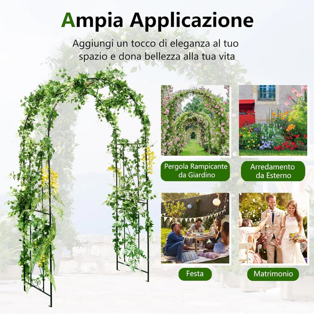 Arco da Giardino in Metallo Resistente per Piante Rampicanti, Rose e Viti, Grigliato per Decorazioni di Matrimoni e Feste, Supporto per Piante per Cortile e Patio