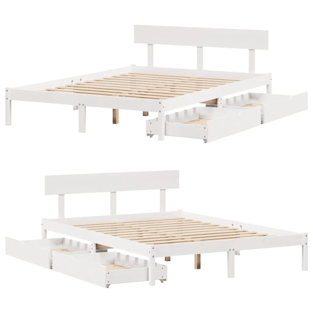 Letto senza Materasso Bianco 120x190 cm Legno Massello di Pino