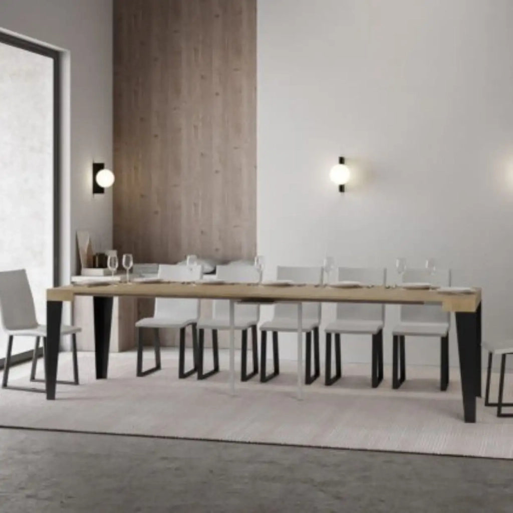Consolle allungabile 90x40/300 cm Flame quercia natura gambe antracite