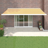 Tenda Sole Retrattile Gialla e Bianca 5x3 m Tessuto e Alluminio 3154585