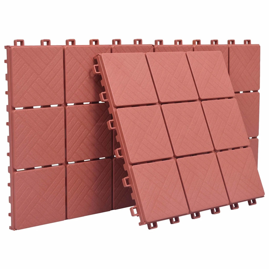 Piastrella per Decking 10 pcs Rosso 30,5 x 30,5 x 2,2 cm