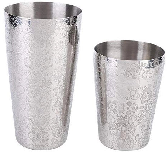 Set di Cocktail Shaker Professionale - 304 Acciaio Inossidabile - Capacità 550ml/820ml - Argento - Progettazione Ermetica