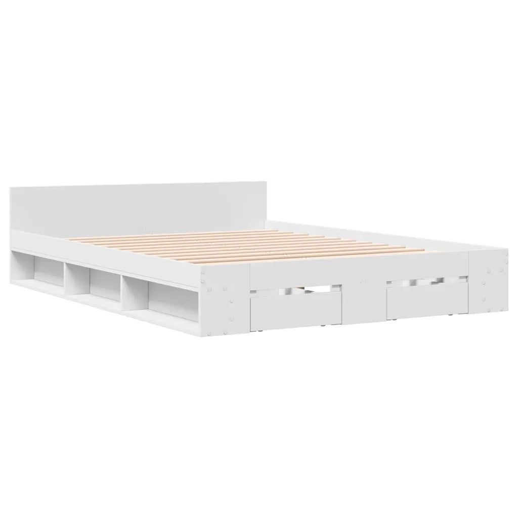 Giroletto con Cassetti Bianco 120x190 cm in Legno Multistrato