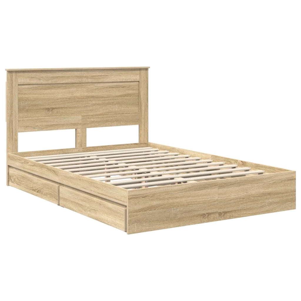 Letto con Contenitore con testiera Rovere Sonoma 140 x 190 cm 3410240