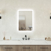 Specchio bagno Rettangolare 50x70cm Led Con 3 Luci + Orologio + Antiappannamento
