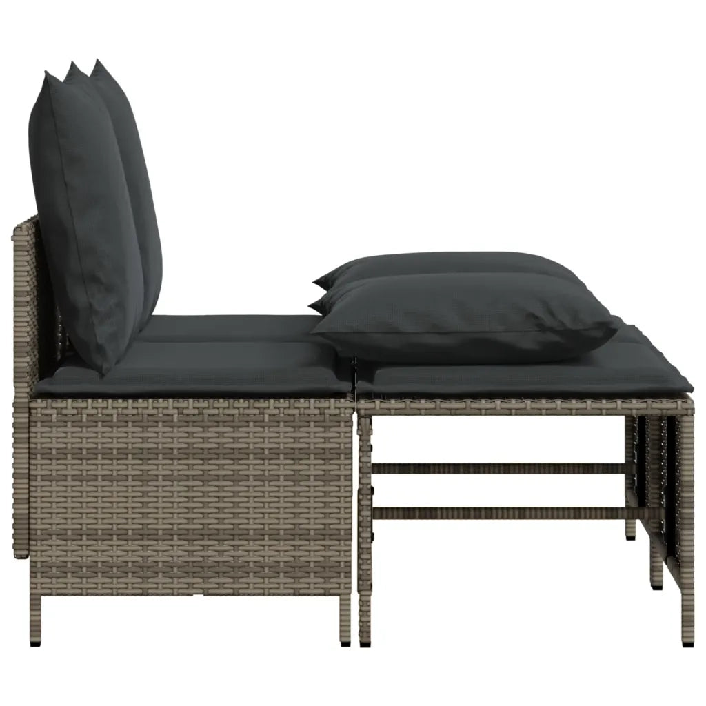 Set Divani da Giardino 4 pz con Cuscini in Polyrattan Grigio 368382