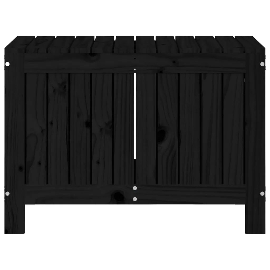 Contenitore da Giardino Nero 76x42,5x54 cm Legno Massello Pino 823826