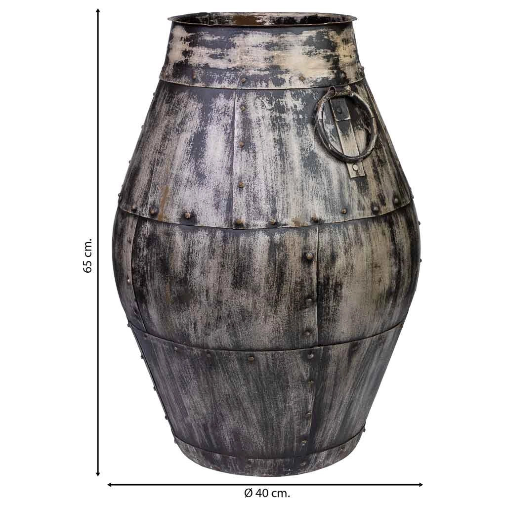 Vaso in metallo grigio invecchiato 40x40x65