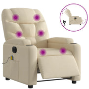 Poltrona Reclinabile Massaggiante | Sedia Relax Elettrica Crema in Tessuto