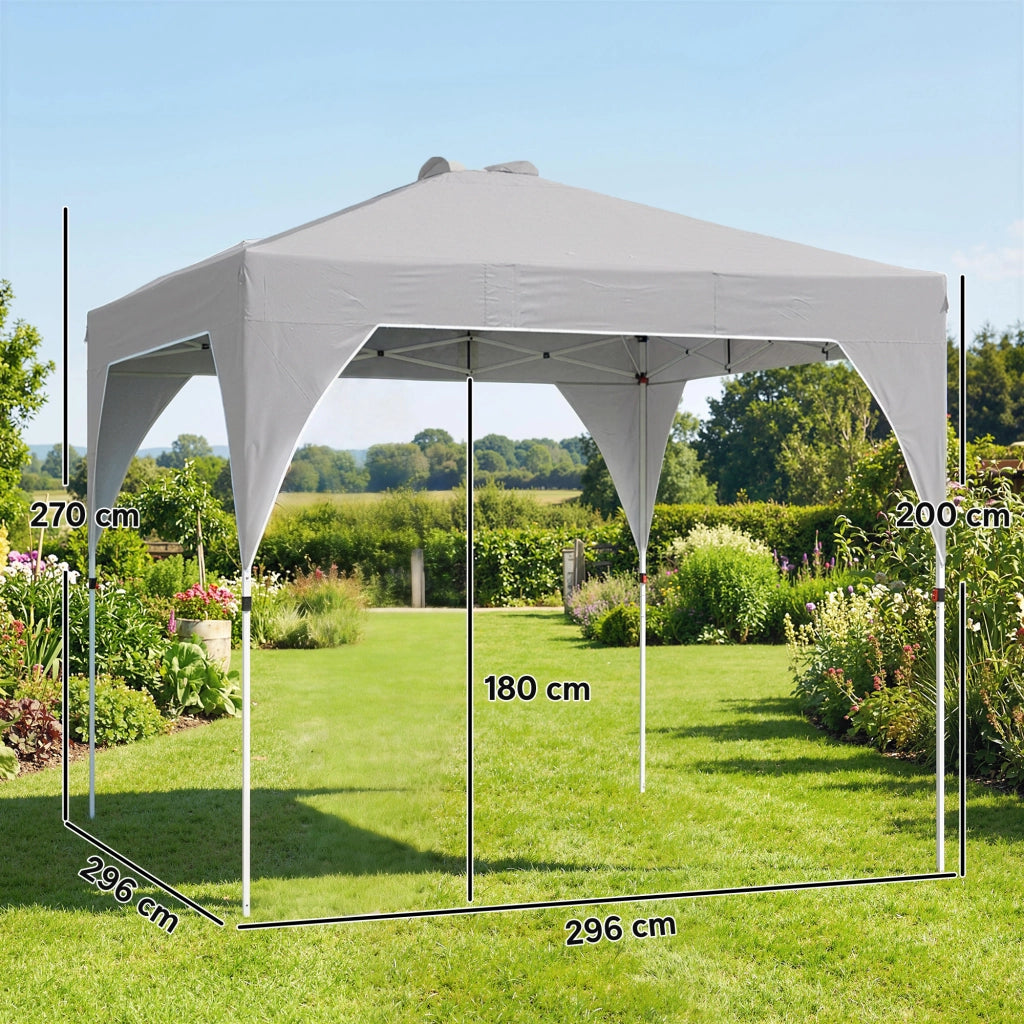 Gazebo Pieghevole 3x3 m ¨C zephmum ¨C Grigio Scuro, Tessuto Oxford, Metallo