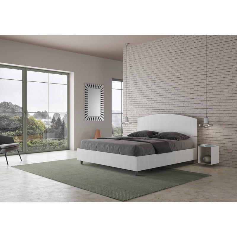 Letto Matrimoniale 160x200 cm Dora - Contenitore,Bianco Frassino