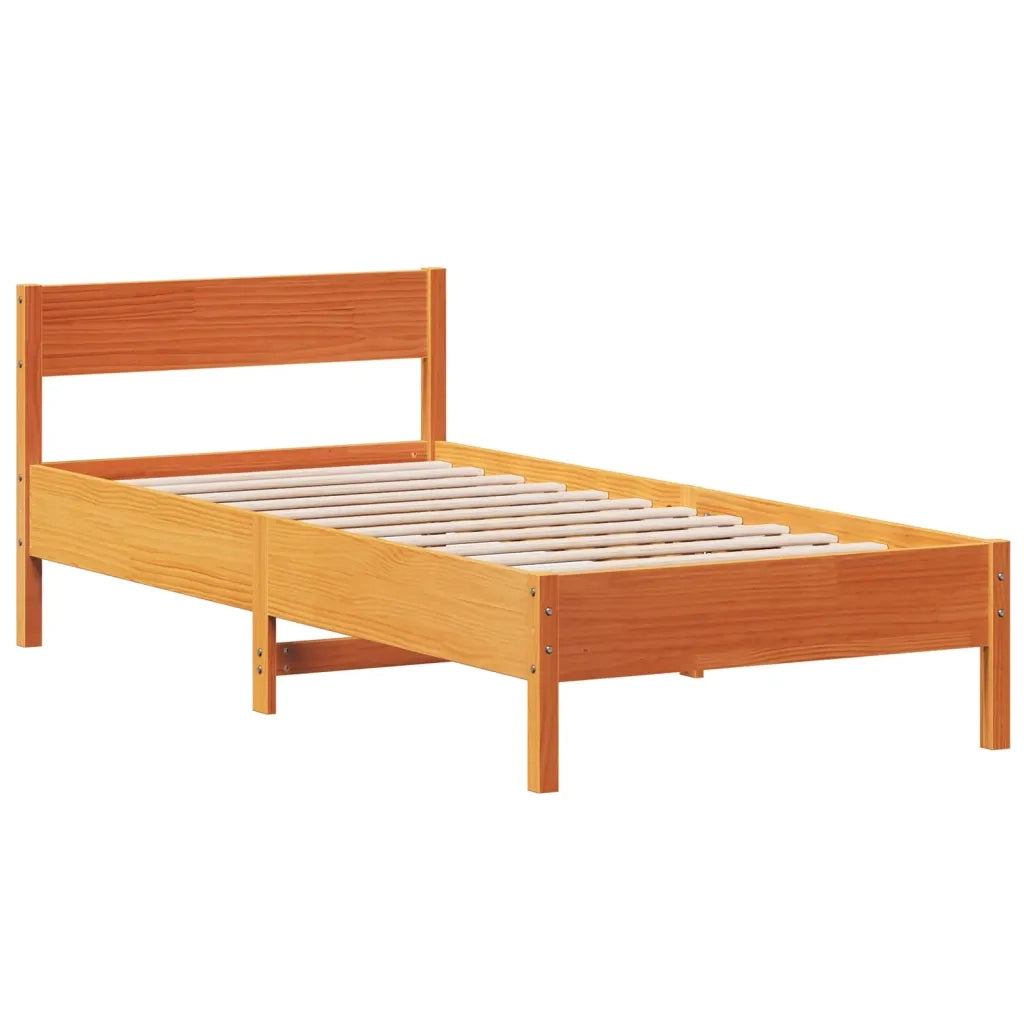 Letto senza Materasso Marrone Cera 90x200 cm Legno di Pino 842765