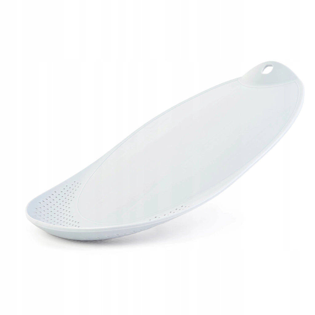 Tagliere da cucina in plastica KADAX con scolapiatti e manico, grigio, 38x25 cm