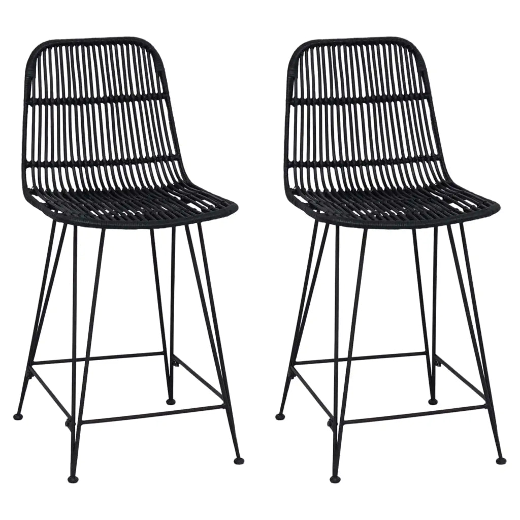 Sgabello da bar 2 pcs Nero 44 x 54 x 96 cm Rattan e acciaio