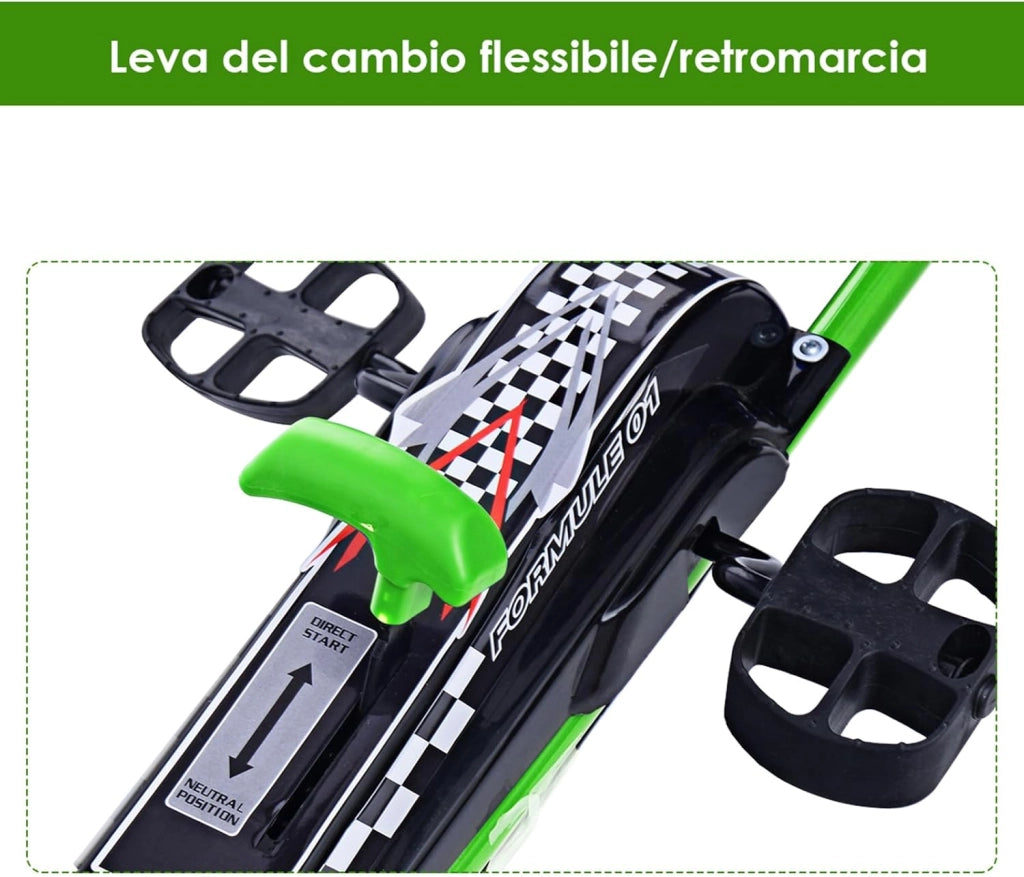 Go Kart a Pedali per Bambini, con Sedile Regolabile e Freno a Mano, Go Kart Veicolo per Bambini 3-8 Anni, Portata Massima 30 kg (Verde)