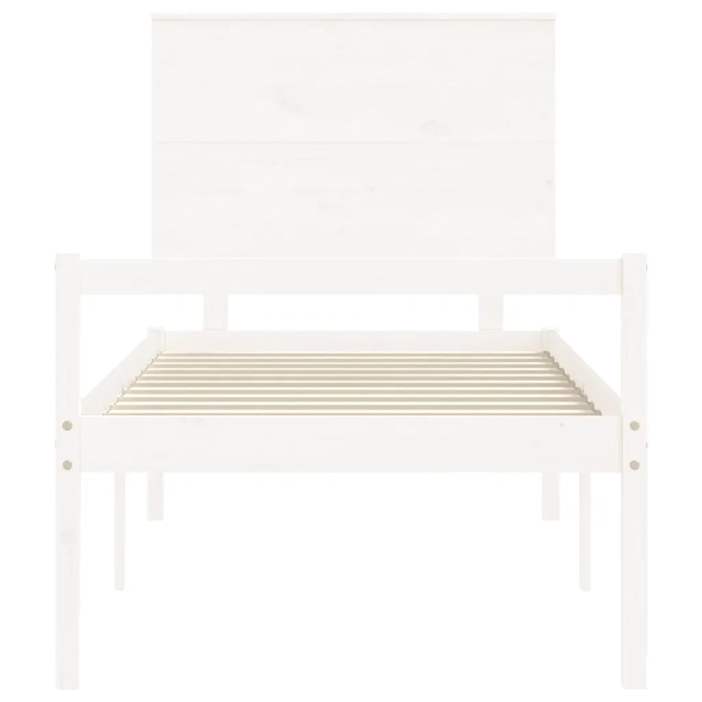 vidaXL Letto per Anziani con Testiera Bianco 90x200 cm Legno Massello