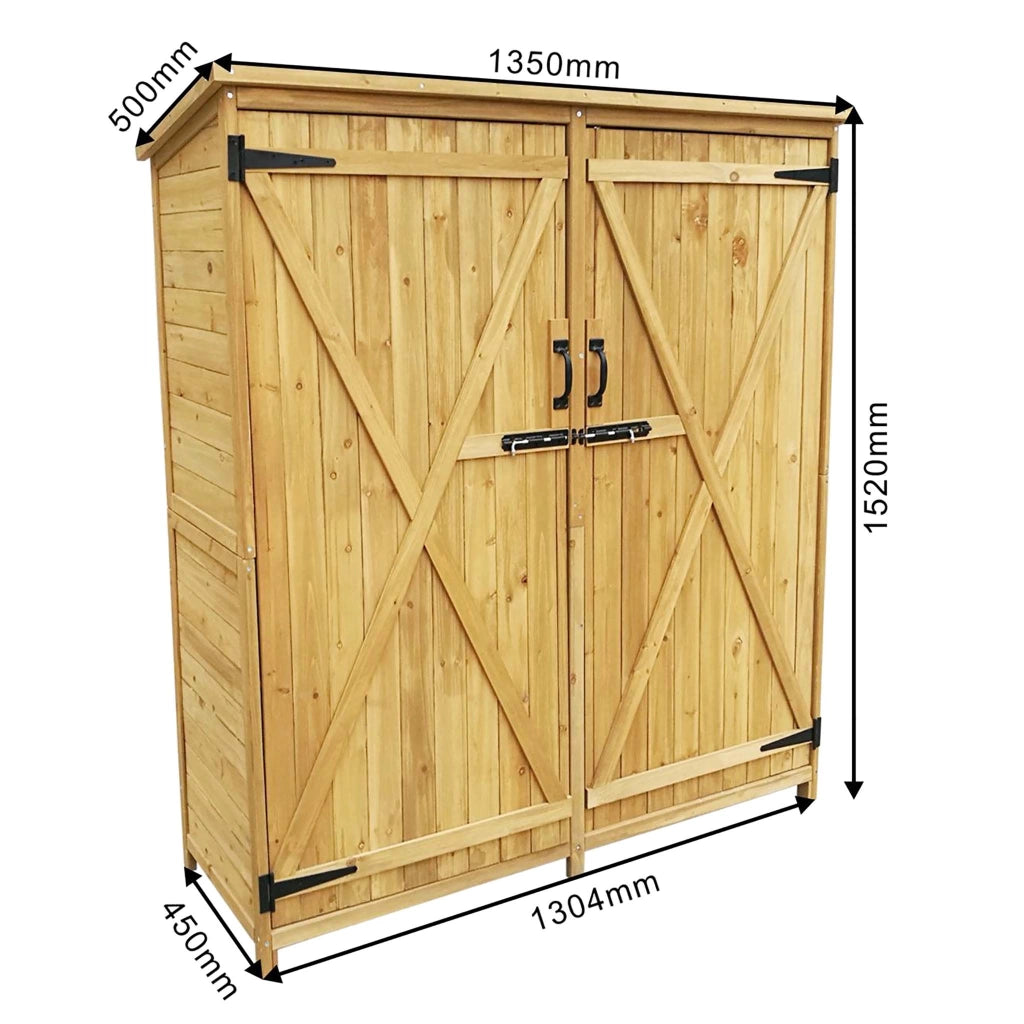 Armadio da giardino a 2 ante 1350x500x1540 mm legno di abete con tetto in bitume