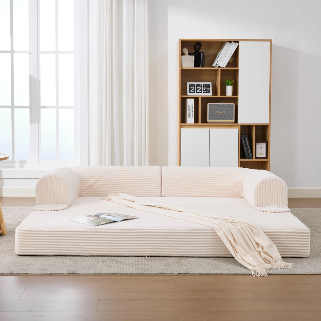 DIVANO LETTO 2 posti convertibile in corduroy beige