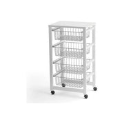 Arredamenti Italia 515 Gingerone Carrello Porta Vivande Legno 4 Cestelli Estraibili Ruote Piroettanti colore Bianco