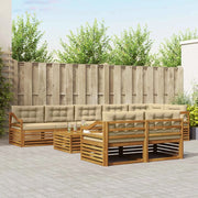 Set di divani da esterno con cuscino 9 pcs Naturale e Beige 3373718